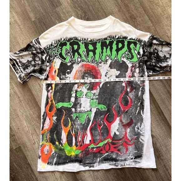 Vintage 90’s Cramps Shirt AOP Featuring Poison Ivy and Also Seen On Lady Gaga - Picture 9 of 11